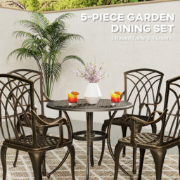Outsunny 4 Seater Round Garden Dining Set Bronze Tone - Blonde - Wilko - thumbnail 5