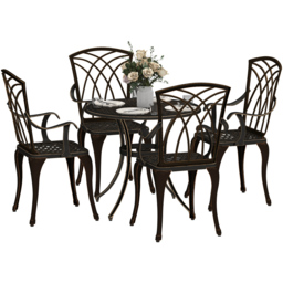 Outsunny 4 Seater Round Garden Dining Set Bronze Tone - Blonde - Wilko - thumbnail 3