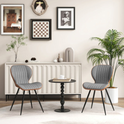 Costway Set of 2 Grey Upholstered Armless Dining Chairs - Size: 69 x 65 x 50cm - Wilko - thumbnail 4