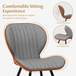 Costway Set of 2 Grey Upholstered Armless Dining Chairs - Size: 69 x 65 x 50cm - Wilko - thumbnail 6