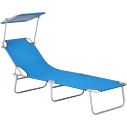 Outsunny Bright Blue Adjustable Folding Sun Lounger with Canopy - Size: 36 x 58 x 187cm - Wilko - thumbnail 3