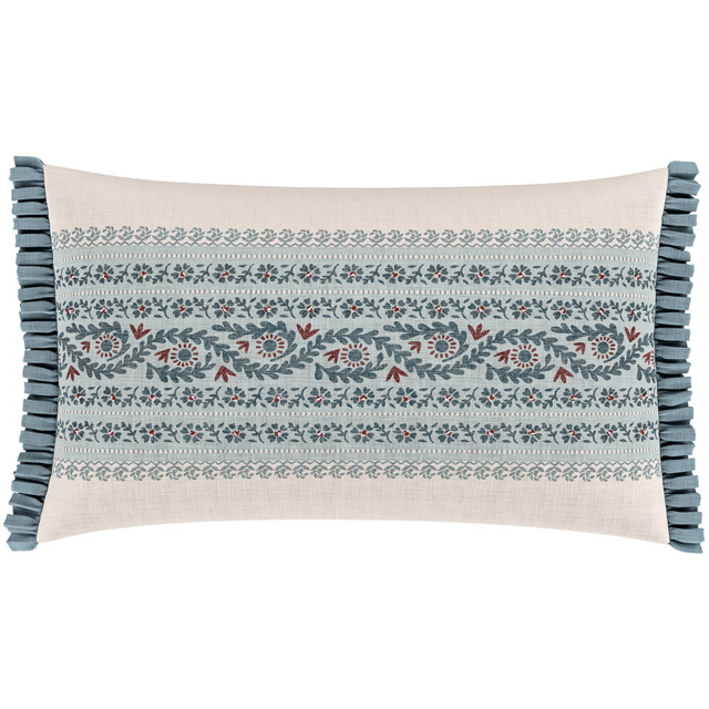 V&A Opulent Stripe Red and Teal Cushion 60 x 40cm - Red/ Teal - Wilko - image 1