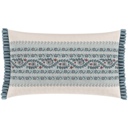 V&A Opulent Stripe Red and Teal Cushion 60 x 40cm - Red/ Teal - Wilko