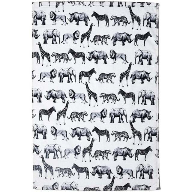 Velour Cotton White Mono Safari Hand Towel - Wilko - image 1