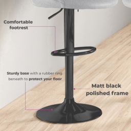 Neo Grey Crushed Velvet Swivel Bar Stool Set of 2 - Wilko - thumbnail 7