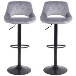Neo Grey Crushed Velvet Swivel Bar Stool Set of 2 - Wilko - thumbnail 4