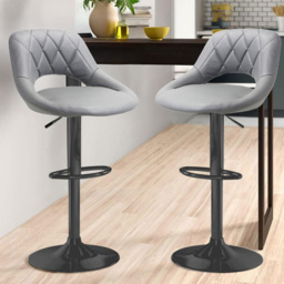 Neo Grey Crushed Velvet Swivel Bar Stool Set of 2 - Wilko