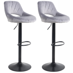 Neo Grey Crushed Velvet Swivel Bar Stool Set of 2 - Wilko - thumbnail 3