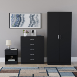 Vida Designs Riano Black 3 Piece Bedroom Furniture Set - Wilko - thumbnail 3
