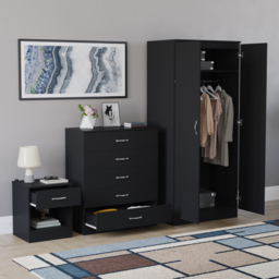 Vida Designs Riano Black 3 Piece Bedroom Furniture Set - Wilko - thumbnail 6