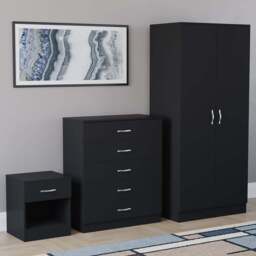 VIDA DESIGNS Riano Black 3 Piece Bedroom Furniture Set - Wilko