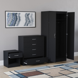 Vida Designs Riano Black 3 Piece Bedroom Furniture Set - Wilko - thumbnail 5