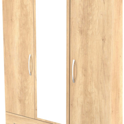 Crowndale Avon 3 Door 2 Drawer Nebraska Oak Mirrored Wardrobe Ready Assembled - Wilko - thumbnail 6