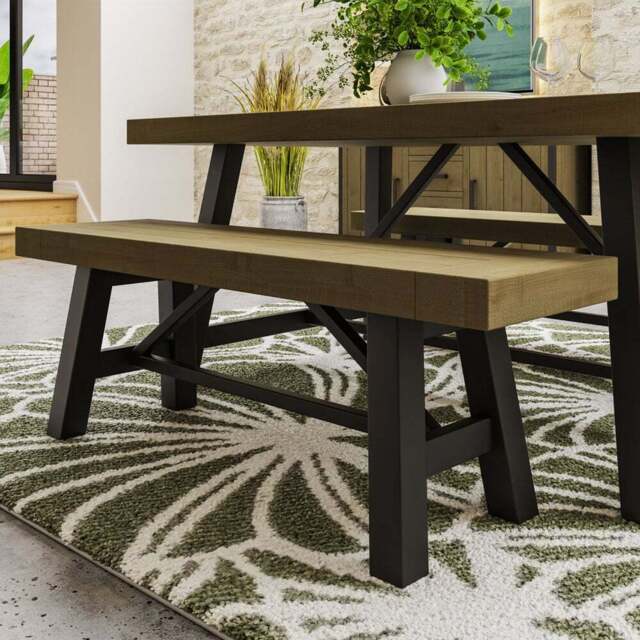 FWStyle Lowry Industrial Dining Bench - Brown - Wilko - image 1