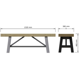 FWStyle Lowry Industrial Dining Bench - Brown - Wilko - thumbnail 6