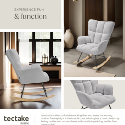 tectake Torve Light Grey Boucle Rocking Chair - Size: Single - Wilko - thumbnail 6