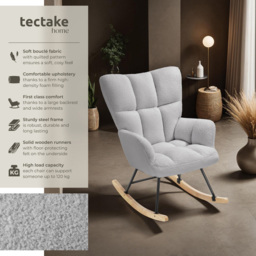 tectake Torve Light Grey Boucle Rocking Chair - Size: Single - Wilko - thumbnail 7