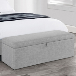 Julian Bowen Sorrento Light Grey Linen Blanket Box - Size: 45 x 140 x 41cm - Wilko