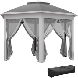 Outsunny 3 x 4m Dark Grey Hexagon Pop Up Gazebo with Netting and Carry Bag - Wilko - thumbnail 3
