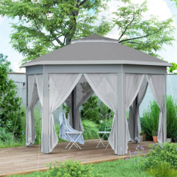 Outsunny 3 x 4m Dark Grey Hexagon Pop Up Gazebo with Netting and Carry Bag - Wilko - thumbnail 4