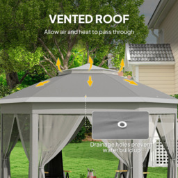 Outsunny 3 x 4m Dark Grey Hexagon Pop Up Gazebo with Netting and Carry Bag - Wilko - thumbnail 6