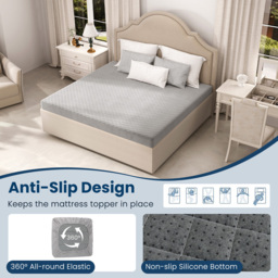Costway King Size Grey Luxury Super Soft Velvet Mattress Protector - Size: Super King - Wilko - thumbnail 7