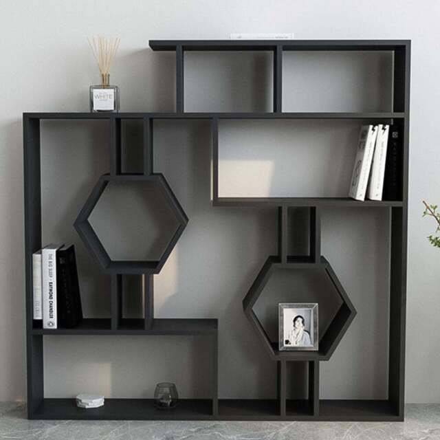 Decorotika Tamara 15 Shelf Black Geometric Bookcase - Size: 134 x 134 x 22cm - Wilko - image 1