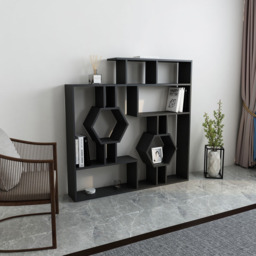 Decorotika Tamara 15 Shelf Black Geometric Bookcase - Size: 134 x 134 x 22cm - Wilko - thumbnail 5