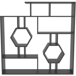Decorotika Tamara 15 Shelf Black Geometric Bookcase - Size: 134 x 134 x 22cm - Wilko - thumbnail 3