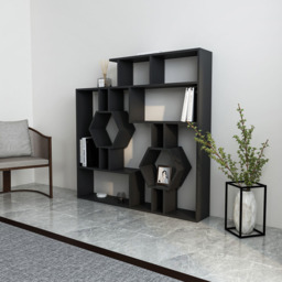 Decorotika Tamara 15 Shelf Black Geometric Bookcase - Size: 134 x 134 x 22cm - Wilko - thumbnail 6
