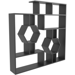 Decorotika Tamara 15 Shelf Black Geometric Bookcase - Size: 134 x 134 x 22cm - Wilko - thumbnail 4