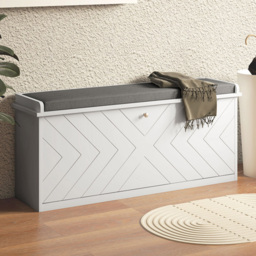 HOMCOM Single Flip Drawer Shoe Bench with Cushion - Size: 44.5 cm x 26.0 cm x 100.0 cmcm - White - Wilko