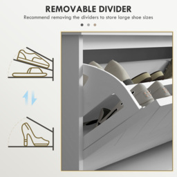 HOMCOM Single Flip Drawer Shoe Bench with Cushion - Size: 44.5 cm x 26.0 cm x 100.0 cmcm - White - Wilko - thumbnail 7