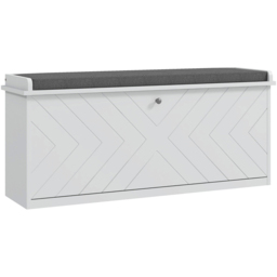 HOMCOM Single Flip Drawer Shoe Bench with Cushion - Size: 44.5 cm x 26.0 cm x 100.0 cmcm - White - Wilko - thumbnail 3