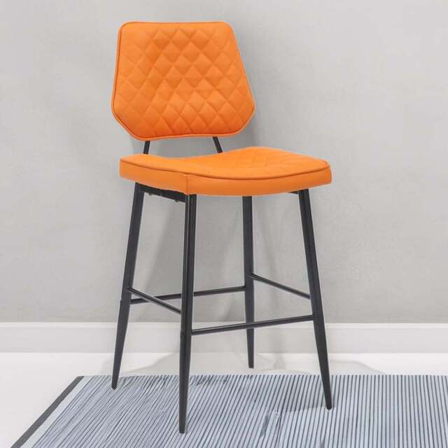 Garrick Set of 2 Real Leather Orange Bar Stool - Shankar - Wilko - image 1