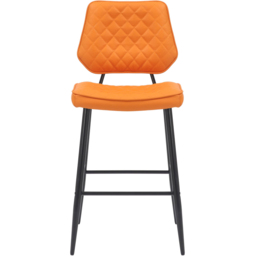 Garrick Set of 2 Real Leather Orange Bar Stool - Shankar - Wilko - thumbnail 4