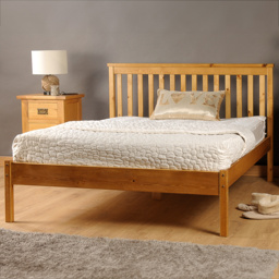 Brooklyn Single Caramel Wooden Low Foot End Bed Frame - Cream - Wilko