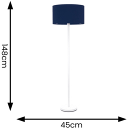 ValueLights Charlie Navy Drum Shade White Floor Lamp and Bulb - Size: 148 x 45 x 45cm - Wilko - thumbnail 7