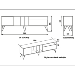 Decorotika Mistico Walnut and White Wide TV Unit - Size: 58 x 180 x 35.5cm - Multi - Wilko - thumbnail 6