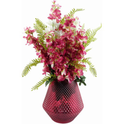 Leaf Dark Pink and White Delphinium and Starflower Artificial Flower Bundle with Vase 70cm 10 Pack - Size: 70 x 50 x 50cm - Wilko - thumbnail 1