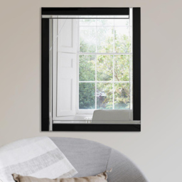 Aston Double Bevelled Black All Glass Mirror 68 x 58cm - MirrorOutlet - Wilko - thumbnail 3