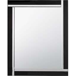 Aston Double Bevelled Black All Glass Mirror 68 x 58cm - MirrorOutlet - Wilko