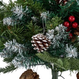 Living and Home Pre-Lit Christmas Planter Bush with Pinecones and Red Berries 58cm 2 Pack - Size: 58 x 61 x 61cm - Multi - Wilko - thumbnail 5