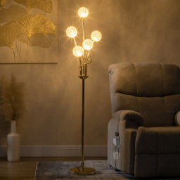Portland Crystal Floor Lamps - Size: 34 x 25 x 156cm - Gold - Wilko - thumbnail 3