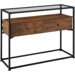 tectake 2 Drawer Dark Wood Reading Sideboard - Size: 80.5 x 41.5 x 101.5cm - Brown - Wilko - thumbnail 3