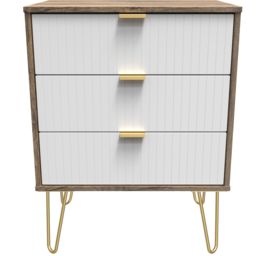 Crowndale 3 Drawer White Matt and Vintage Oak Chest of Drawers Ready Assembled - Wilko - thumbnail 4
