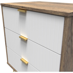 Crowndale 3 Drawer White Matt and Vintage Oak Chest of Drawers Ready Assembled - Wilko - thumbnail 6