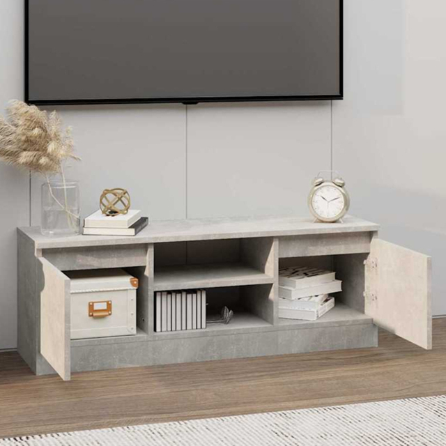 vidaXL 2 Door 2 Shelf Concrete Grey TV Cabinet - Size: 36 x 102 x 30cm - Wilko - image 1