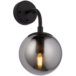 Merano Trieste Smoked Mirror Glass Matt Black Wall Lamp - Size: 20 x 15 x 29cm - Wilko - thumbnail 4