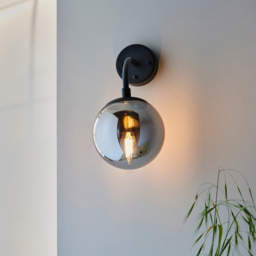 Merano Trieste Smoked Mirror Glass Matt Black Wall Lamp - Size: 20 x 15 x 29cm - Wilko - thumbnail 7